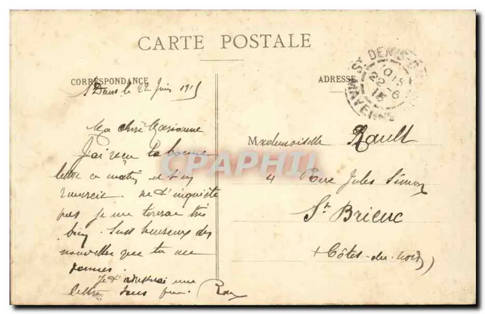 Saint-Denis-d'Anjou e suas Vindas — vista panorâmica — editor desconhecido, número de série não visível - Verso