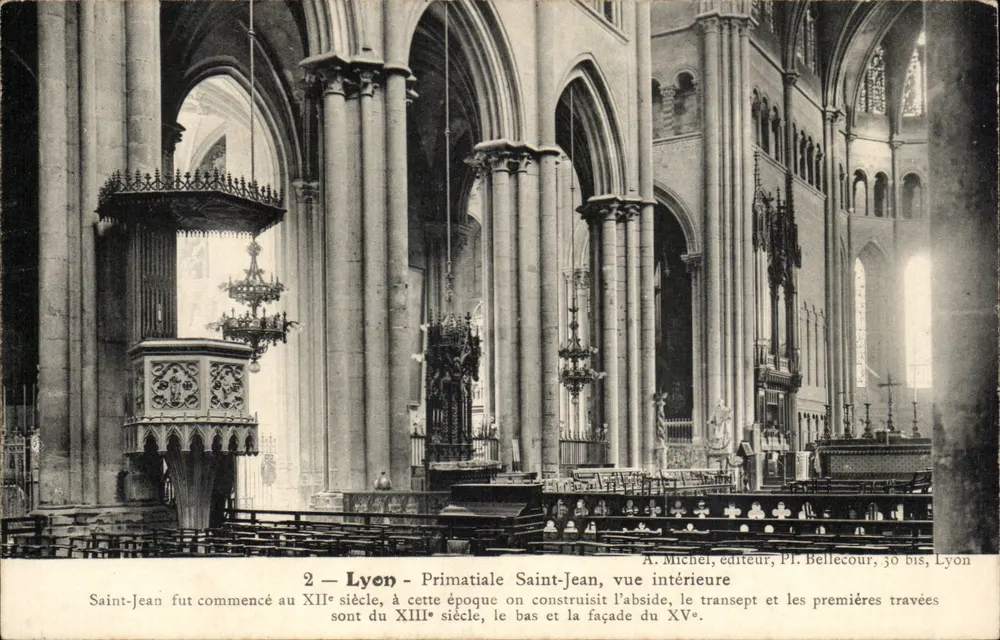 Lyon - Primatiale São João, visão interna — A. Michel, editor, Pl. Bellecour, 30 bis, Lyon - Frente