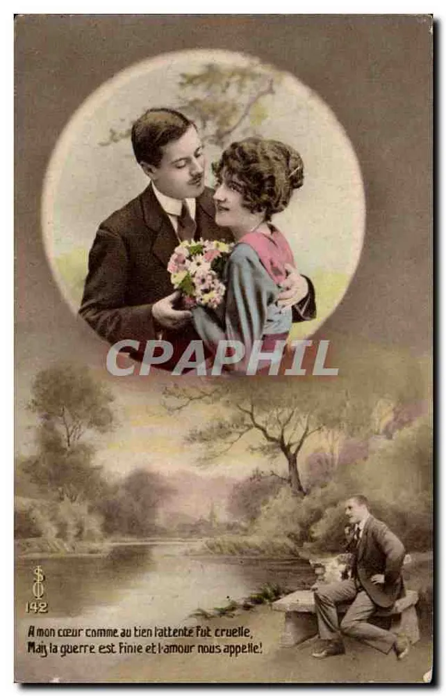 Liebe und Krieg — 1920 — Fabrique Française N°1492 - Vorderseite