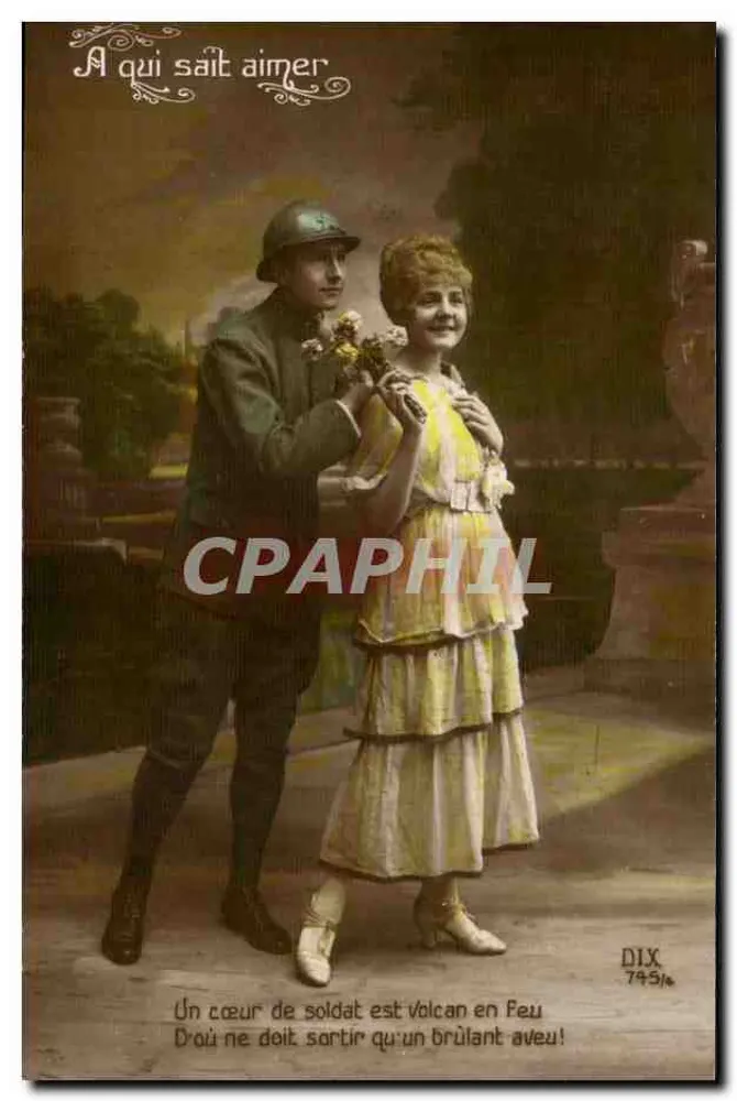 Soldat und junge Frau — sentimentale Ansichtskarte — DIX 745/4 - Vorderseite