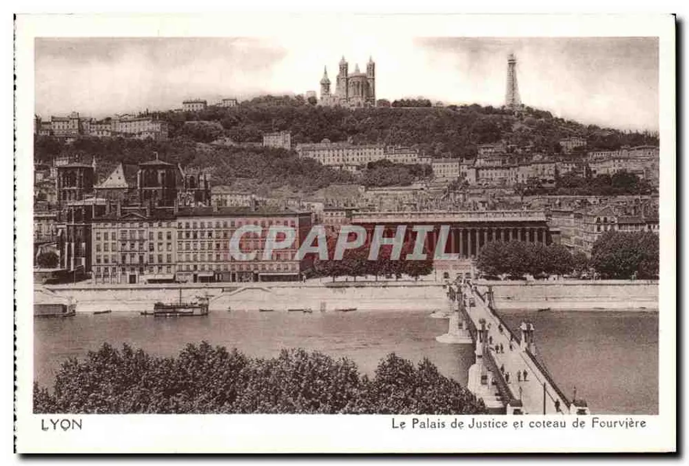 LYON — Das Palast der Gerechtigkeit und der Fourvière-Hügel - Vorderseite