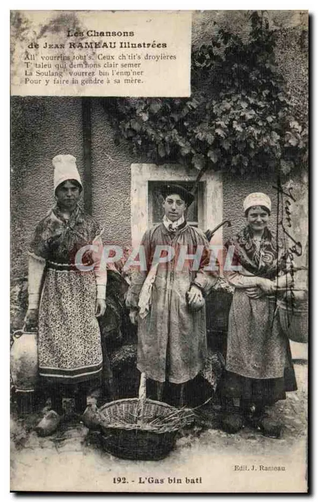 Drie boerenvrouwen in traditioneel kleding — L'Gas bin bat! — Edit. J. Rameau n°192 - Voorkant