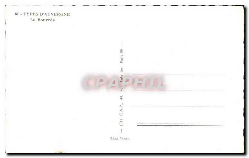 A Bourrée — cena de vida auvergnata — C.A.P., Paris - Verso