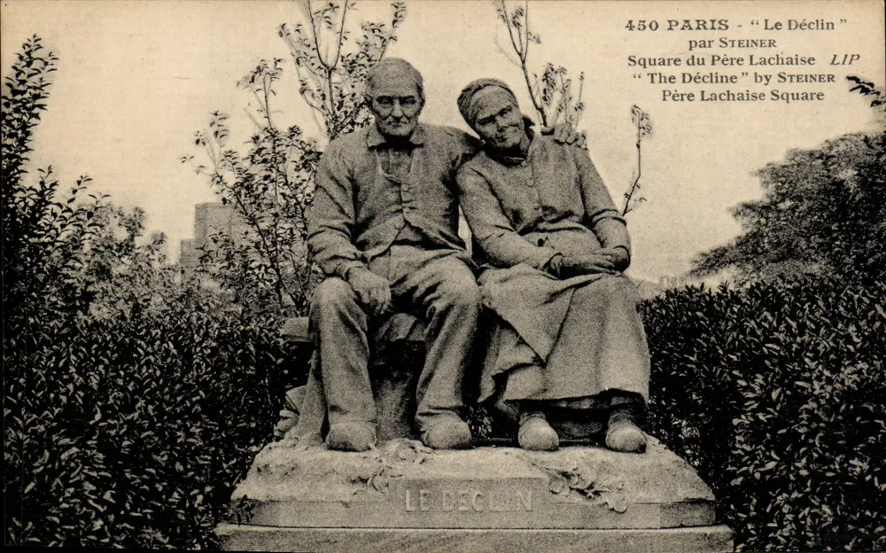 Paris - Praça do Padre Lachaise — estátua 'Le Déclin' por Steiner — edição LIP - Frente