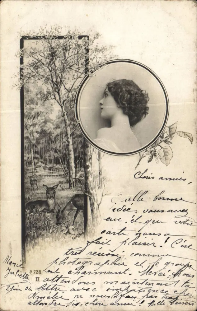 Natur-Entdeckungen — Fotografie einer jungen Frau — Verlag Park & Hébert, n° A728 - Vorderseite