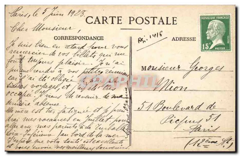 Reims — Die Kathedrale nach dem Krieg — Verleger nicht sichtbar - Rückseite