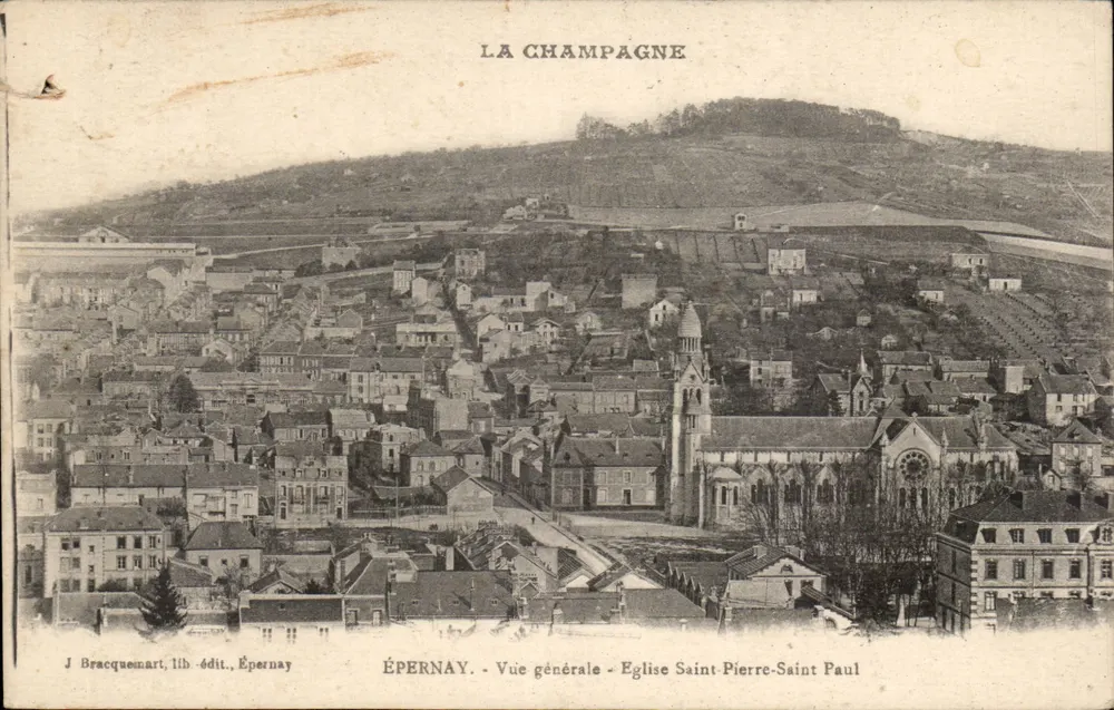 Épernay - Allgemeiner Blick - Kirche Saint-Pierre-Saint-Paul — J. Bracquesmart, lith. Épernay - Vorderseite
