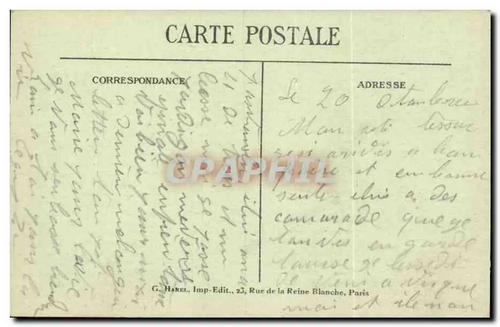 Amitiés — de SEVEUX — G. HAREL, Imp-Edit., Rue de la Reine Blanche, Paris - Verso