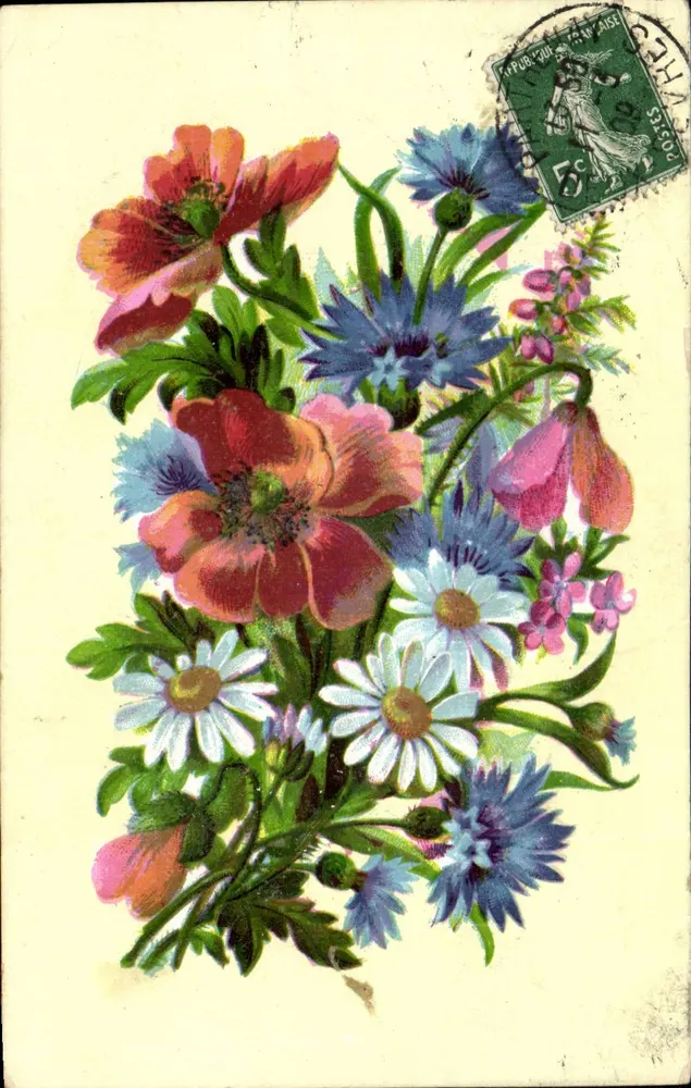 Arranjo de flores — ilustração colorida — editor não visível - Frente
