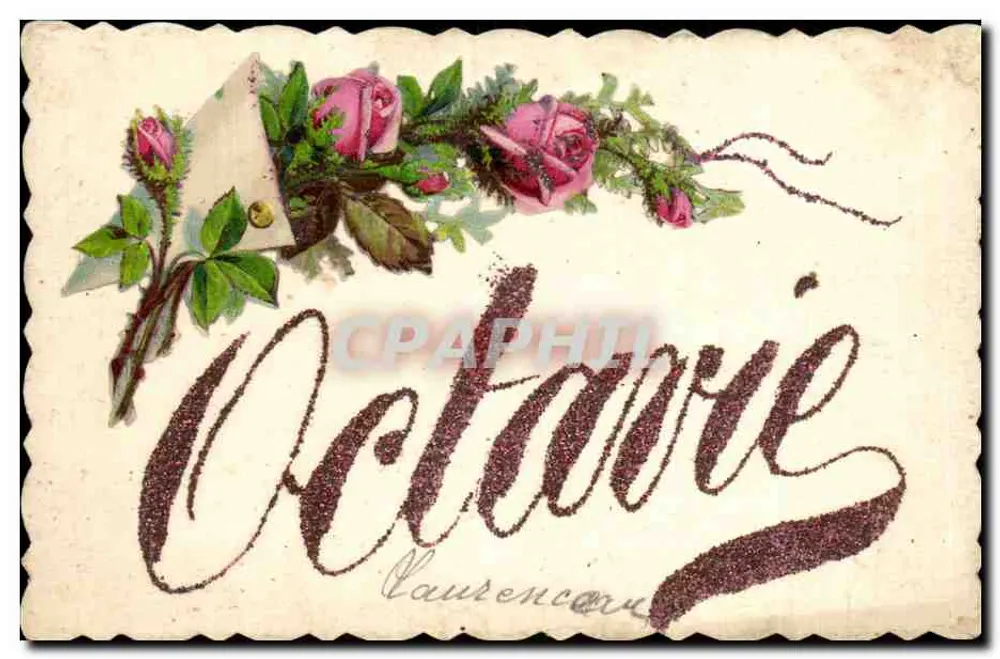 Octavie — Dekorative Ansichtskarte mit Rosen — unbekannter Verlag - Vorderseite