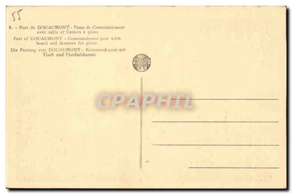 Fort de Douaumont — Posto de Comando com mesa e gavetas para mapas — Editor Verdun - Verso