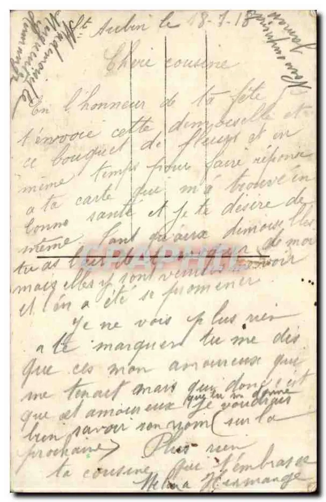 Lächelnde junge Frau — mit einem Rosenstrauß — Verlag DIX n° 596 - Rückseite