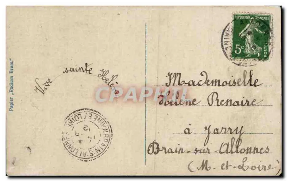 Frau in einer Spinne — Weihnachtskarte — Verlag R. 4605-5 - Rückseite