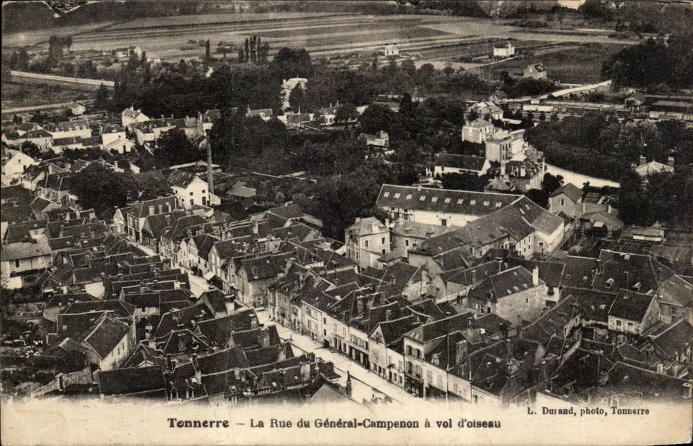 Tennerre — La Rue du Général-Campenon à vol d’oiseau — L. Durand, photo, Tonnerre - Vorderseite