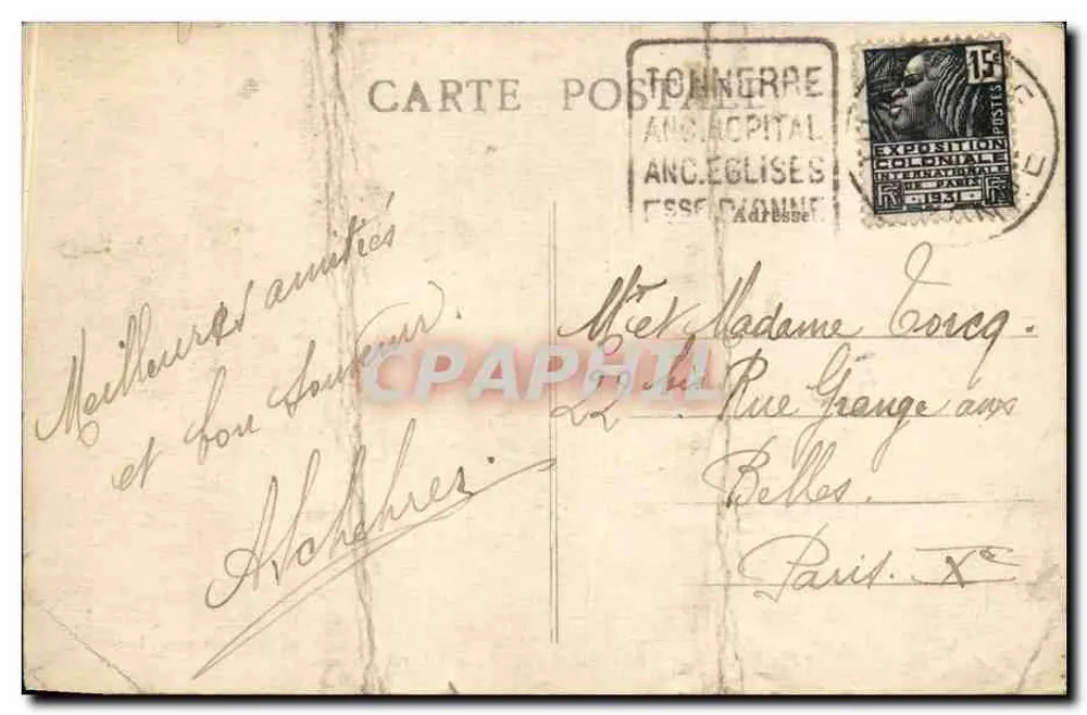 Tennerre — La Rue du Général-Campenon à vol d’oiseau — L. Durand, photo, Tonnerre - Rückseite