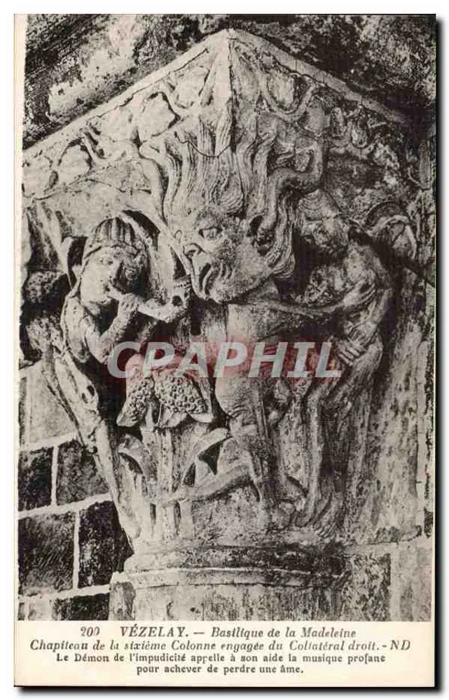 Vézelay — Basilika der hl. Maria Magdalena — Kapitell der 7. Säule des rechten Seitenschiffs - Vorderseite