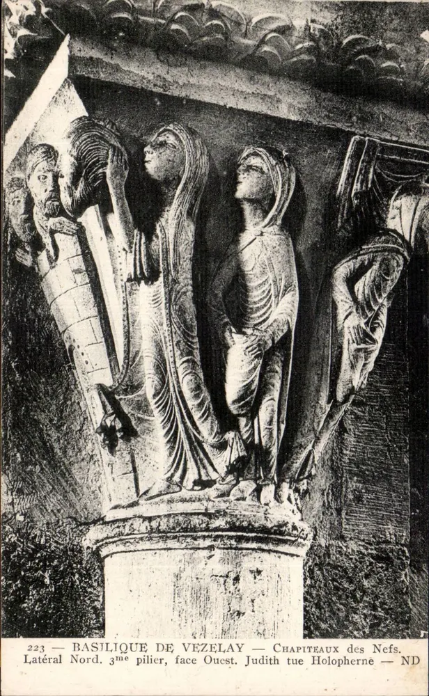 Basilika von Vézelay — Kapitelle der Nischen — Judith tötet Holopherne - Vorderseite
