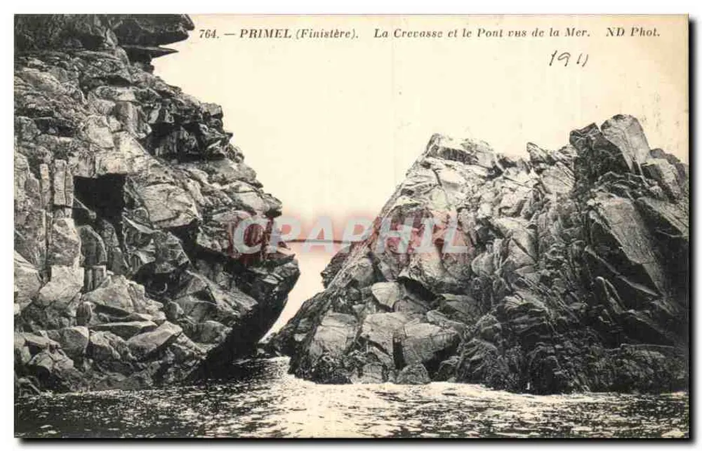 Primmel (Finistère) — Die Crevasse und der Brücke vom Meer aus gesehen — ND Phot. n°764 - Vorderseite