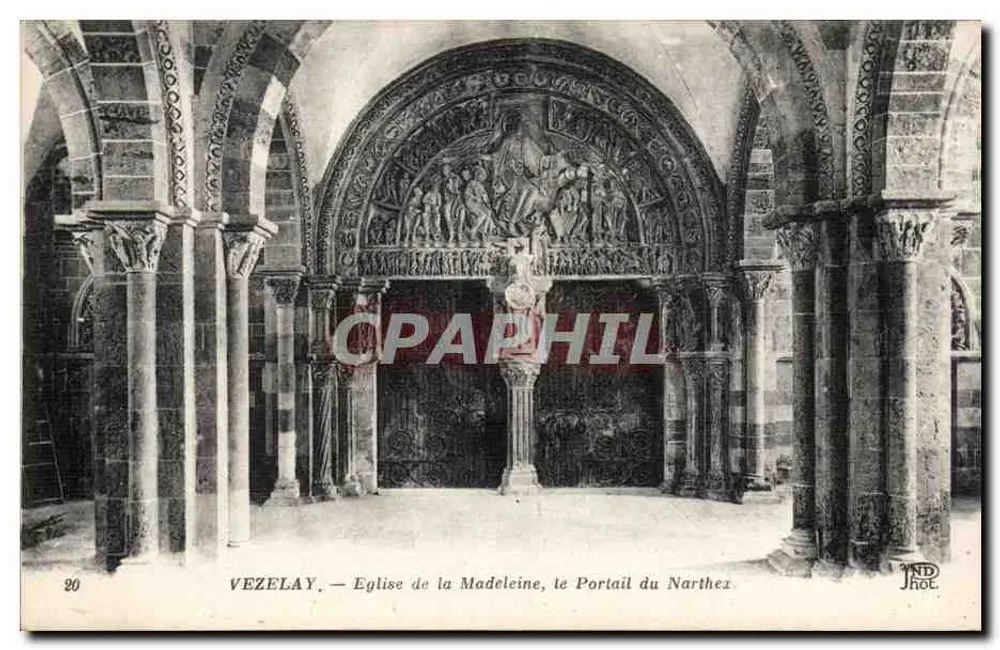 Vézelay — Kirche der Madeleine, das Portal des Narthez — J. Hot, Nr. 20 - Vorderseite