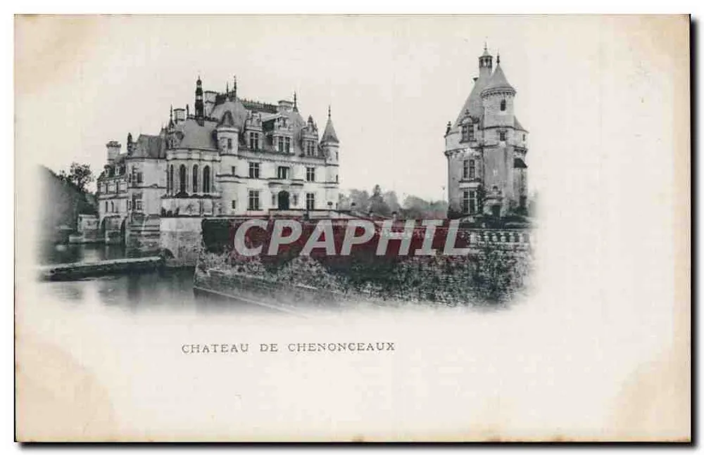 Castelo de Chenonceaux — vista do castelo sobre o Cher — editor não identificado - Frente