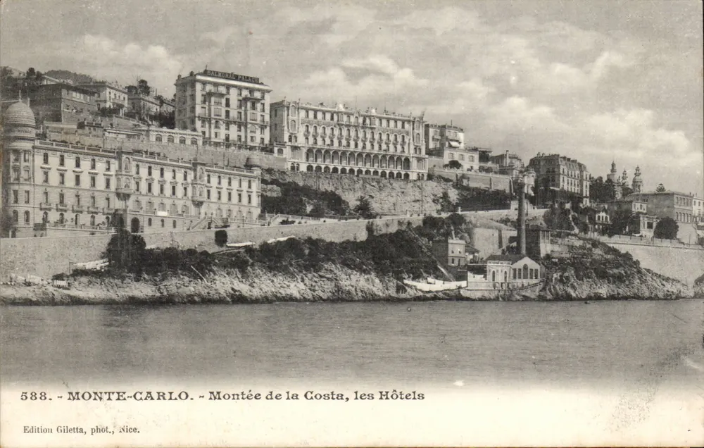 Monte-Carlo - Montée de la Costa, os Hotéis — Edição Giletta, Nice, n° 588 - Frente