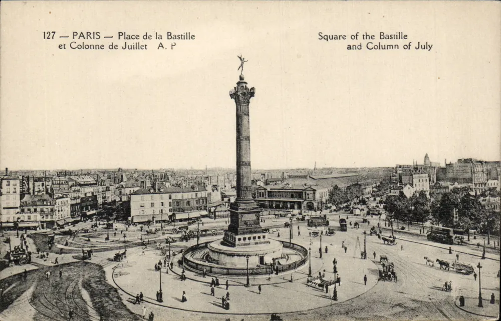 Paris — Place de la Bastille und Säule von Juli — A. P. 127 - Vorderseite