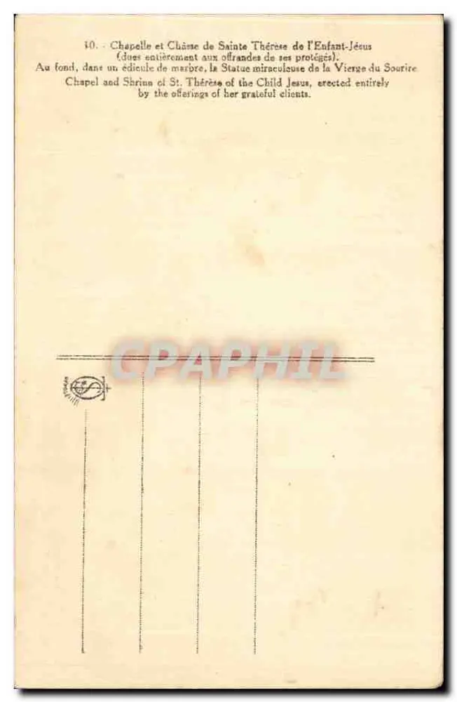 Kapelle und Reliquiare der hl. Thérèse des Kindes Jesu — Kapelle und Reliquiare der hl. Thérèse des Kindes Jesu — Verlag nicht sichtbar - Rückseite