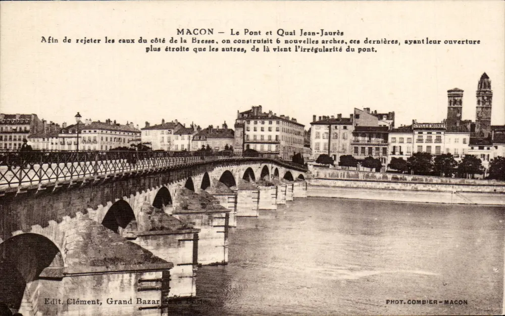 Macon — Der Brücke und der Jean-Jaurès-Quai — Fot. Combier - Macon - Vorderseite