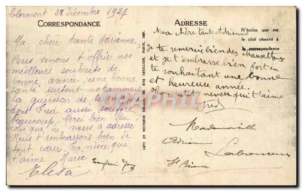 Clermont-Ferrand — Panoramablick auf die Place de Jaude — G. J. - Rückseite