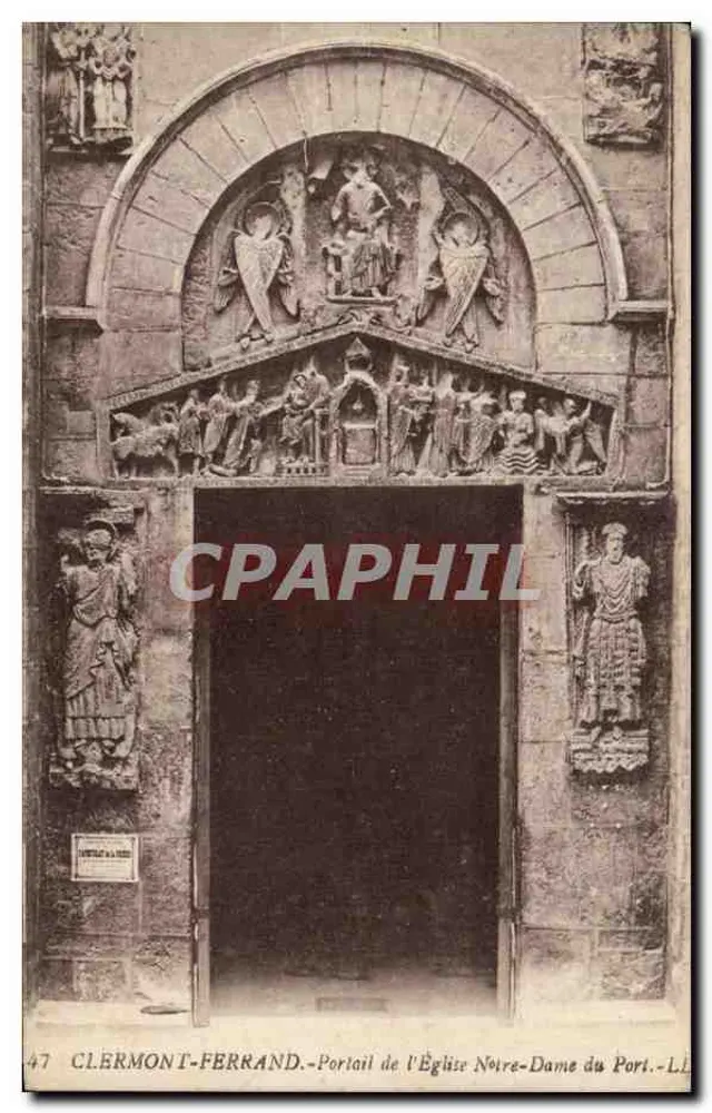Clermont-Ferrand — Portal der Kirche Notre-Dame du Port — Lévy Fils & Cie, Paris, n°47 - Vorderseite