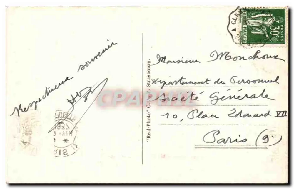 Thiers - O Castelo Piroux — 32, Rua do Castelo Piroux — Real Photo C. & P. Strasbourg - Verso