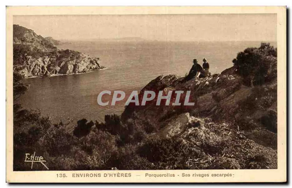 Porquerolles - Seine steilen Ufer — F. Hue, n°135 - Vorderseite