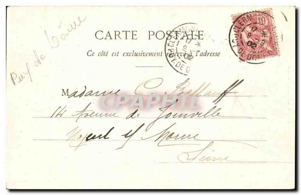 Clermont-Ferrand — Vista geral — P. Julio, editor, Clermont-Ferrand - Verso