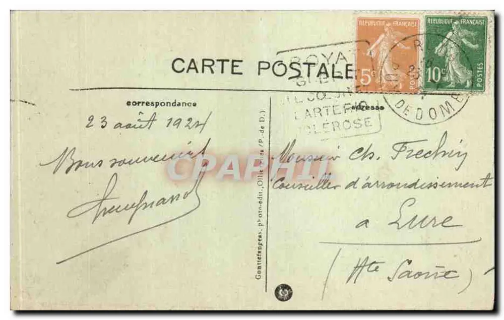 Clermont-Ferrand — Monumento Vercingétorix — G. d'O. - Verso