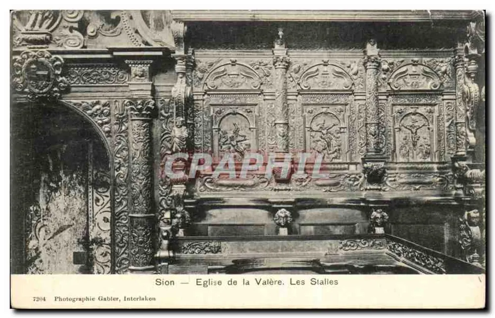 Sion — Iglesia de la Valère. Las Stalles — Fotografía Gablier, Interlaken, n° 7204 - Anverso