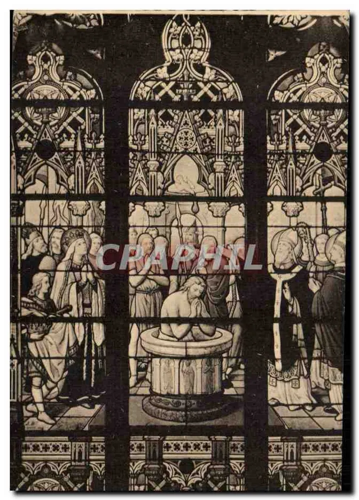 Bautizo de Clodoveo — Iglesia de San Nicasio, Rouen — Fototipia Léger, Rouen - Anverso