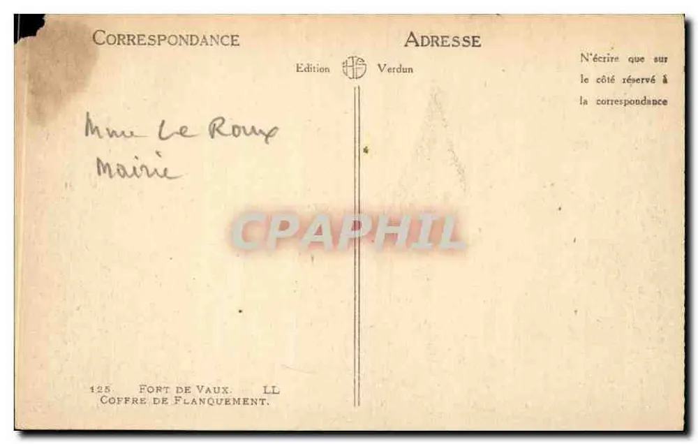 Fort de Vaux — Ruinen des Flankierungsbastions — Edition Verdun, Nr. 125 - Rückseite