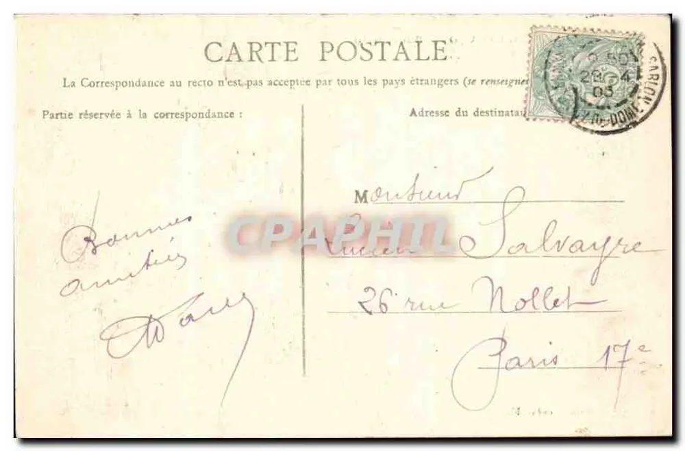 Clermont-Ferrand — Blaise Pascal — Edição Genès-Labbé - Verso