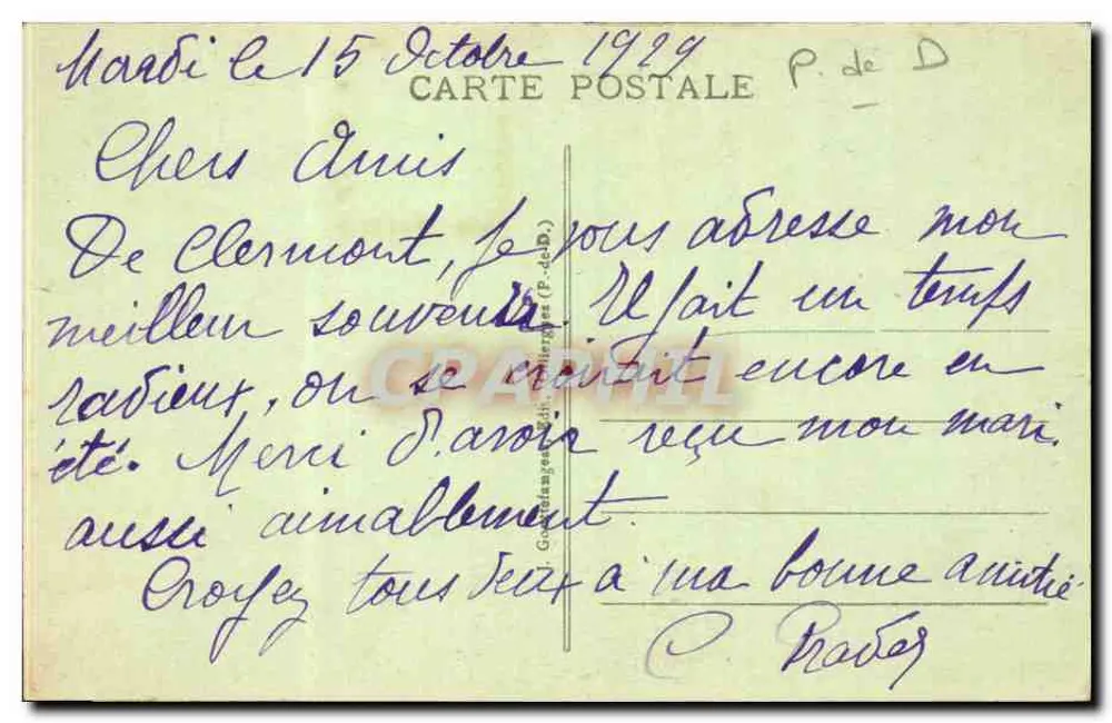 Clermont-Ferrand — A Catedral — editor a.d.o. n° 1098 - Verso