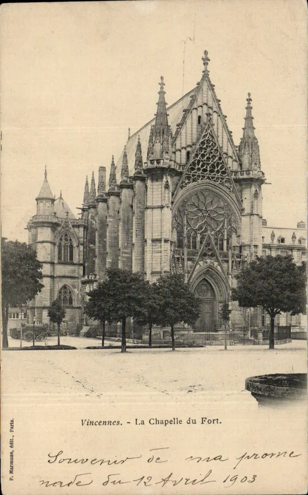 Vincennes - A Capela do Forte — P. Marmaus, editor, Paris, número de série não visível - Frente