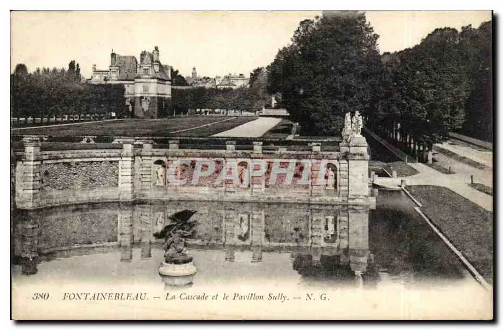 Fontainebleau — A Cascata e o Pavilhão Sully — N. G. - Frente