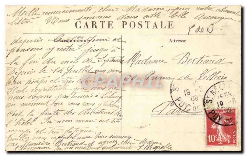 St-Nectaire - Grand Estabelecimento Termal — Auvergne — Impressor-editor: Issoire, A. Vessely - Verso