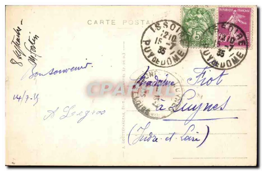 Saint-Nectaire — Die Tal und St-Nectaire-la-Haut — Das Casino — Verleger G. D'O. 506 - Rückseite