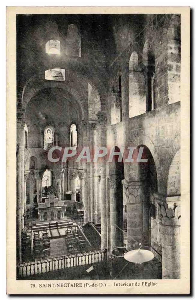 Saint-Nectaire (P.-de-D.) — Interior da Igreja — Fototipia Baudin, Paris - Frente