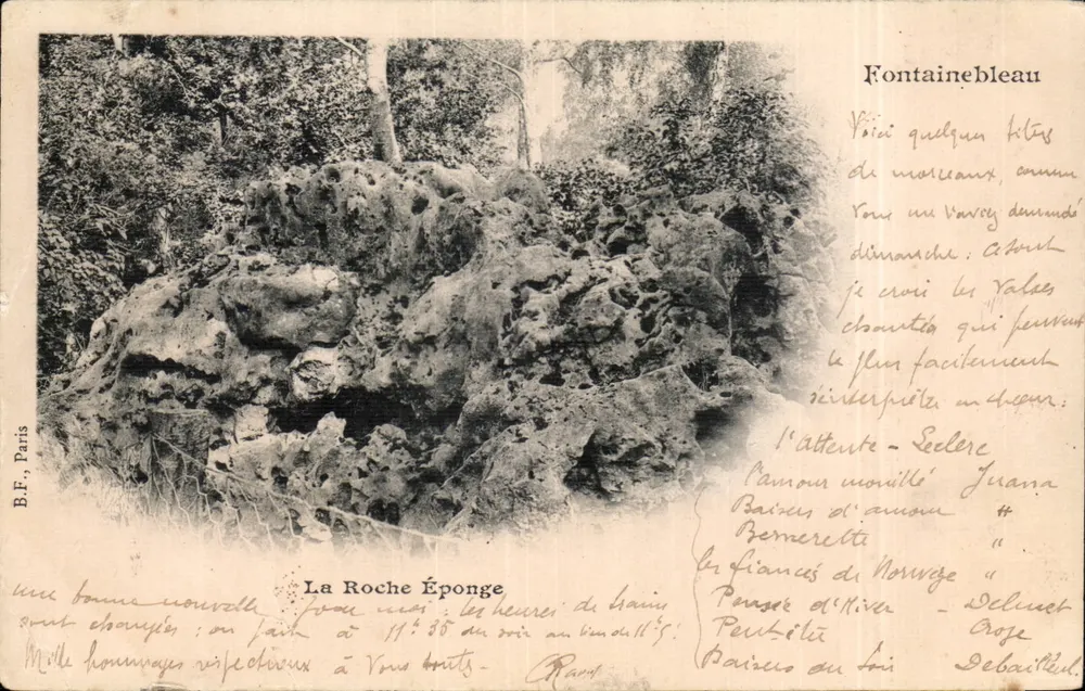 La Roche Éponge — Fontainebleau — B.F., París - Anverso
