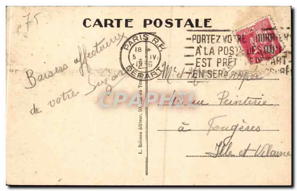 Paris (8º) — Arco do Triunfo da Estrela — J.H. n°210 - Verso