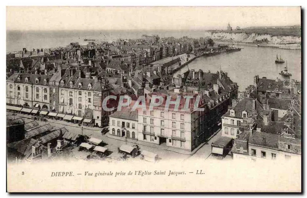 Dieppe — Vista general tomada desde la Iglesia de San Jacobo — LL. - Anverso