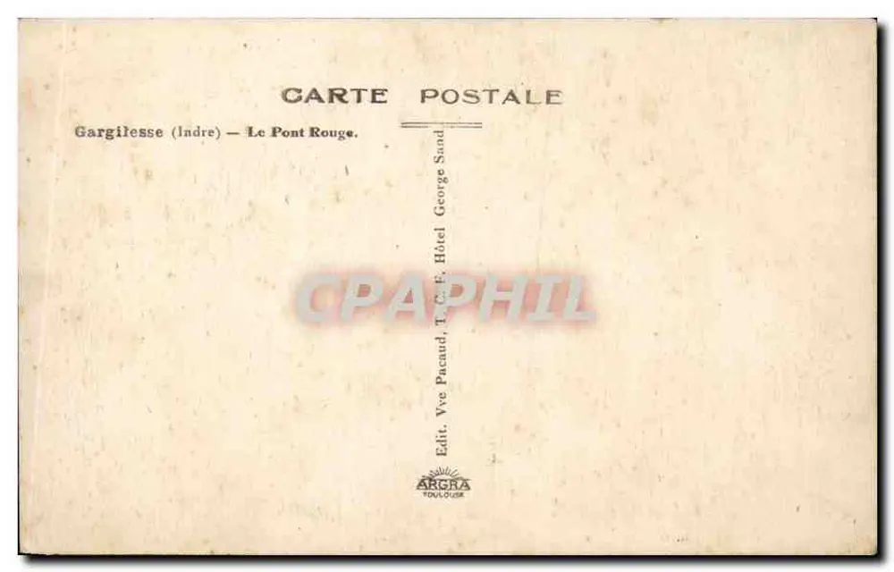 Gargilesse (Indre) — O Ponte Vermelha — editor Vve Pacaud - Verso