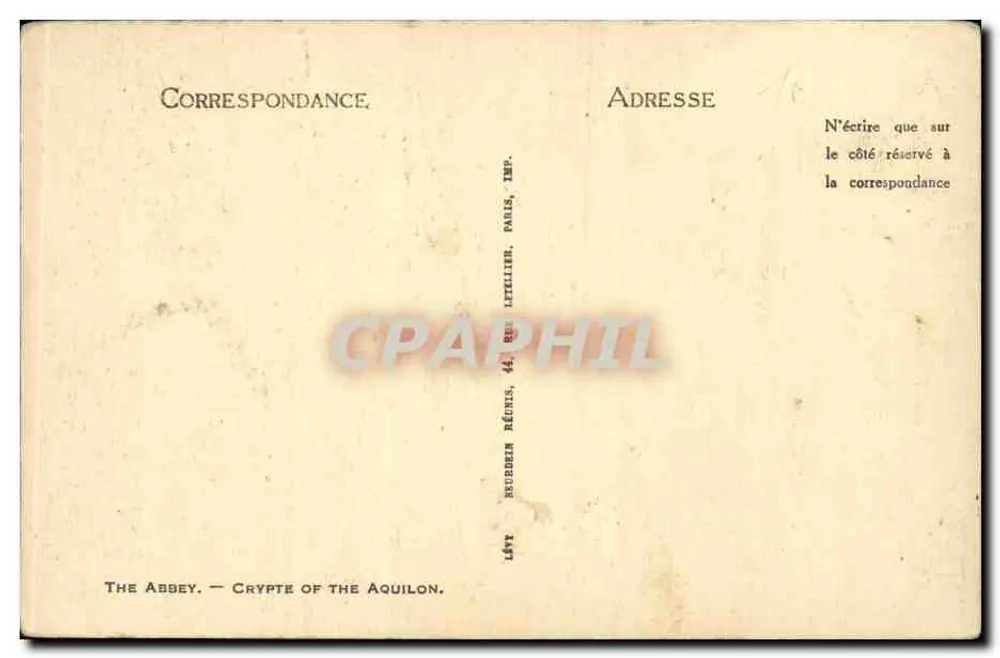 Mont-Saint-Michel — Abpia. Krypta Aquilon — Wydawca: Lettelier, Paryż, nr 61 - Rewers