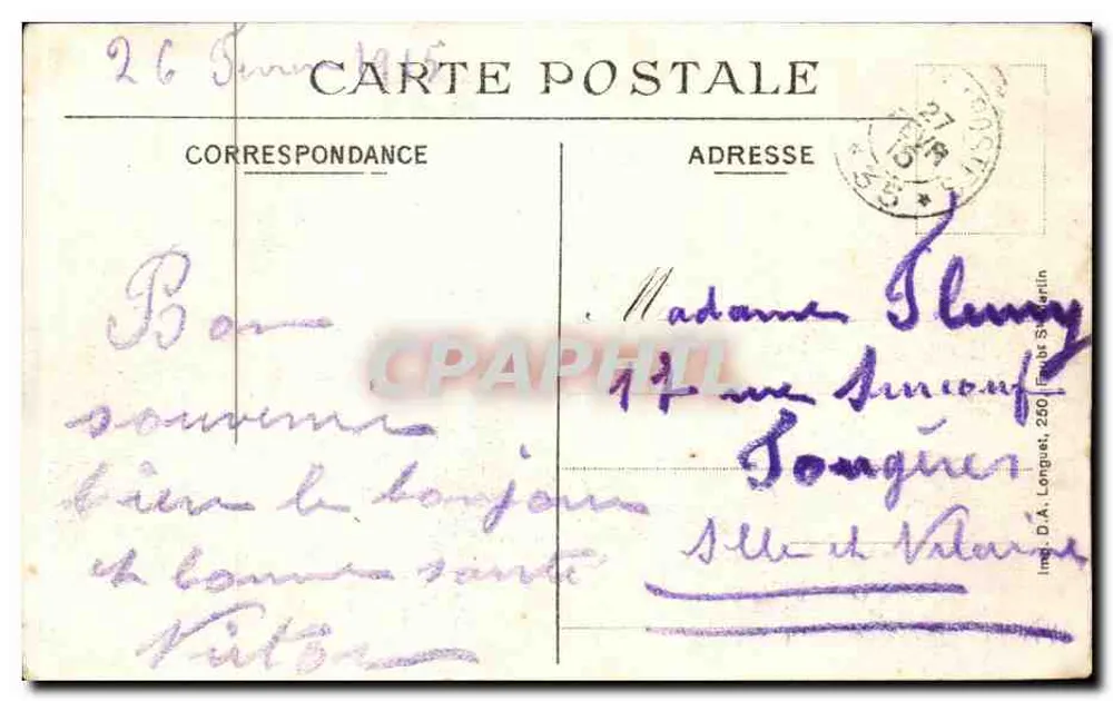 La Neuville-au-Pont — Fischhändler Côte à Vignes — Martinet-Neuillard, 24-Maneboourd - Rückseite